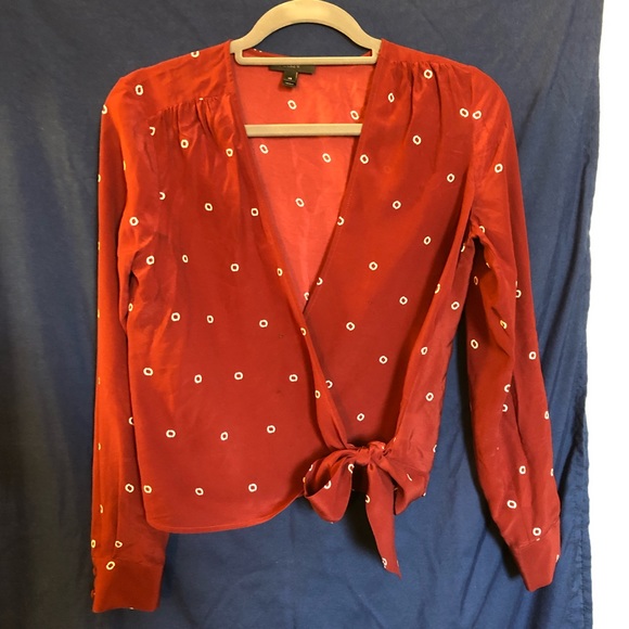 J. Crew Tops - J.Crew Dotted Silk Wrap Top